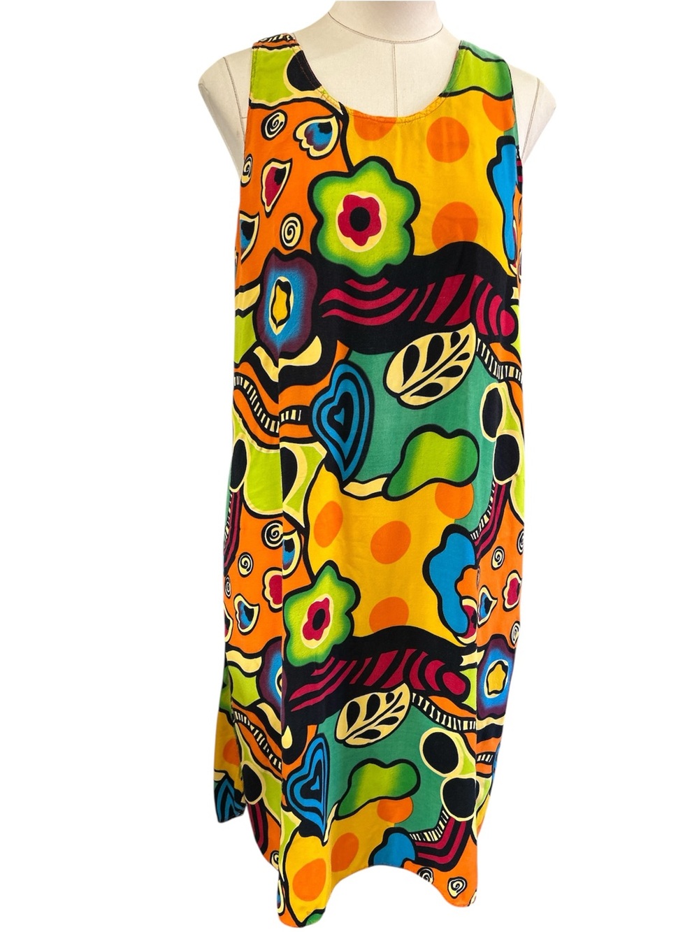 Vintage sleeveless psychedelic floral heart midi dress small